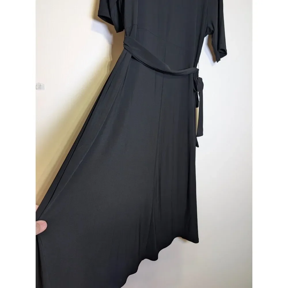 Chaus New York Faux Wrap Waist Dress XL Black 199775 Office Chic Professional - Picture 4 of 8